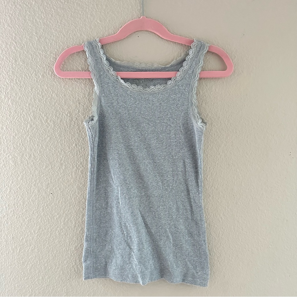 Joe’s Jeans Chic Light Gray Lace Hem Kids Tank Top